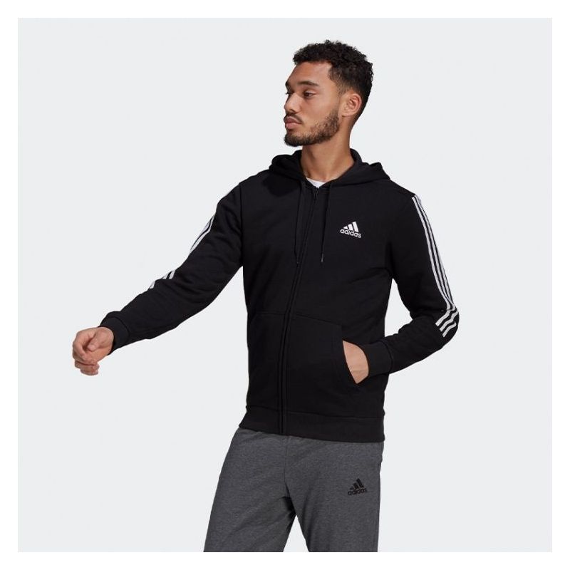 ESSENTIALS CUT 3-STRIPES majica s kapuljačom na patent crna Cijena Akcija