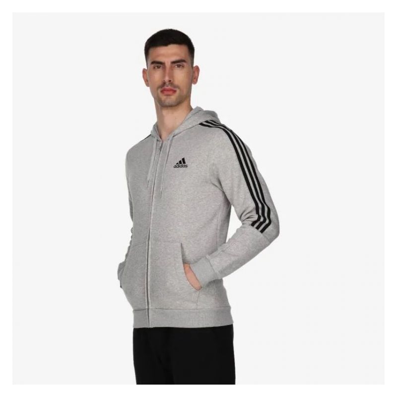 ESSENTIALS CUT 3-STRIPES majica s kapuljačom na patent siva Cijena Akcija