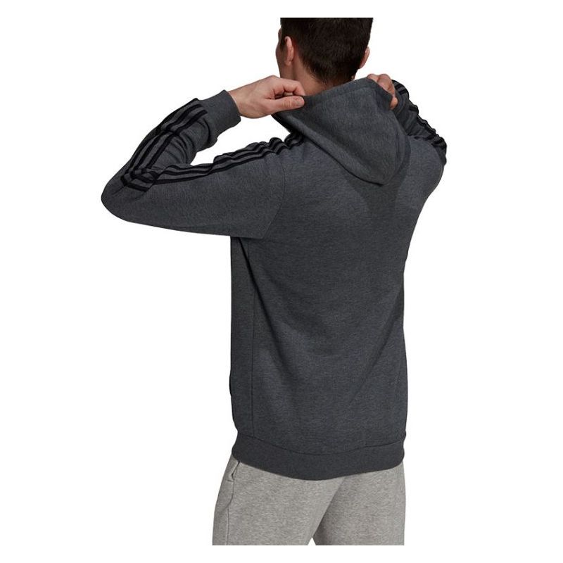 ESSENTIALS FLEECE 3-STRIPES majica s kapuljačom na patent tamnosiva Cijena Akcija